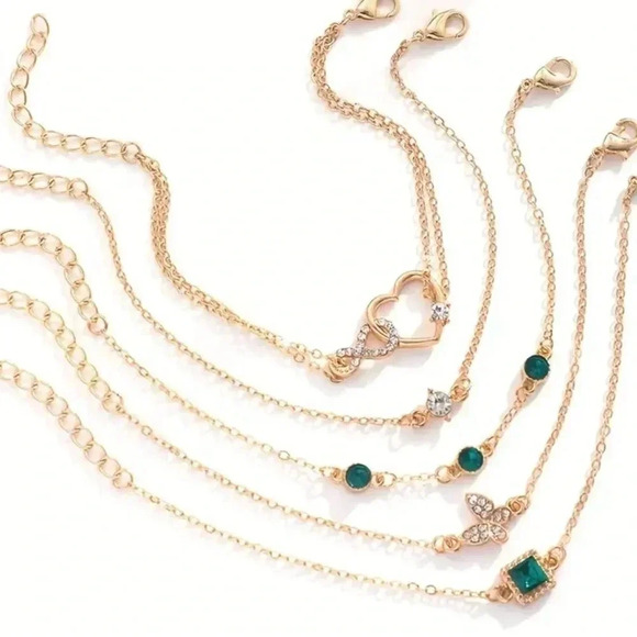 5 pcs bracelet set with rhinestone accents - Picture 2 of 3